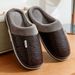 Men's Big Size Winter Slippers Indoor PU Leather Home Waterproof Fluffy Casual Slides Men Bedroom Comfy Shoes Houseshoes_vogvips.com