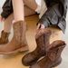 Melard Brown Embroidered Western Cowboy For Women Summer 2025 New Style Chic Comfortable Flat Heel Riding Boots_vogvips.com