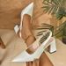 Women's Pointed Toe High Heeled Sandals Summer Fashionable Versatile Open Back Breathable Simple Crocodile Pattern_vogvips.com