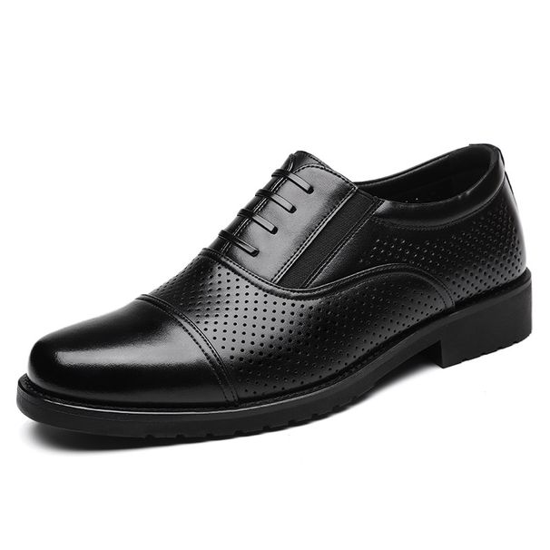 Men's Black Leather Oxford Shoes Comfortable Sole British Style Square Toe Formal Casual Shoes_vogvips.com