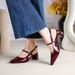 Burgundy Leather High-heeled For Women, 2025 Summer New Style, Pointed Toe, Back Strap Sandals, Elegant Casual Women's_vogvips.com