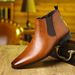 Shoes Cross Border Supply Of Large Size 2026 Spring And Autumn Small Square Head Formal Chelsea Boots High Top Leather Boots_vogvips.com