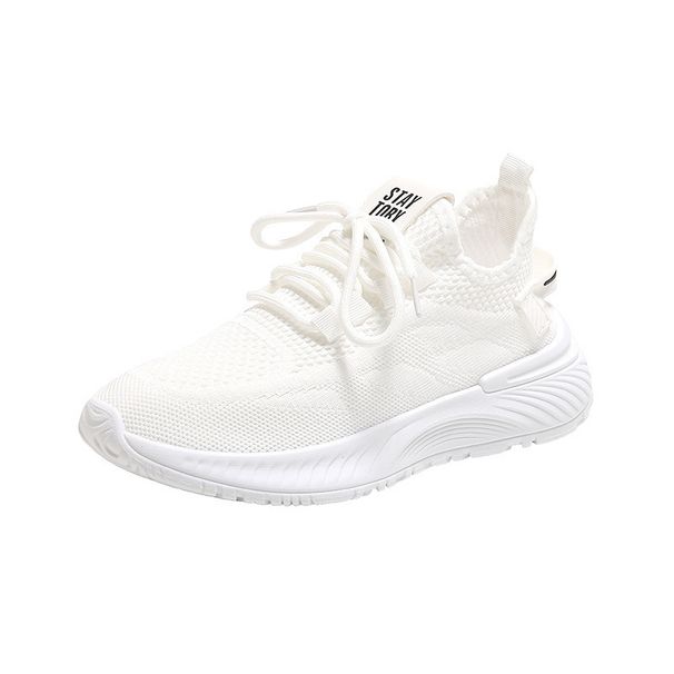LD290 New Women 2023 Summer Flyknit Breathable Thick Sole Height Increasing Simple Mesh White Shoes For Running_vogvips.com