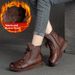 Shanghai Jie Zou Winter New Flat High-top Cotton Solid Color Retro Martin Roman Style Women's Leather Short Boots_vogvips.com