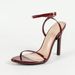 Women's One-line Ankle Strap Round Toe Stiletto Sandals Women's Fashion Party Burgundy Heels_vogvips.com