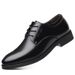 Breathable cowhide casual business dress leather shoes, men's versatile pointed tie up wedding shoes_vogvips.com