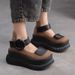 Retro Thick-soled Velcro Single Shoes Women's Muffin Thick-soled Fashion Trend Round Head Velcro Big Head Shoes Women_vogvips.com