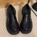 Plus Size Women S Black Leather British Style JK Uniform Single Shoes Height Increasing Thick Sole Loafers_vogvips.com