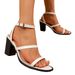 Cross-border Plus-size Chunky Heel Women, 2026 Summer New European And American Fashion Square-toed Strap Sandals For_vogvips.com