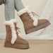 Fashion Khaki Platform Versatile Tall Snow Boots Women's 2025 Autumn And Winter New Warm And Heightening Snow Boots Cotton Shoes_vogvips.com