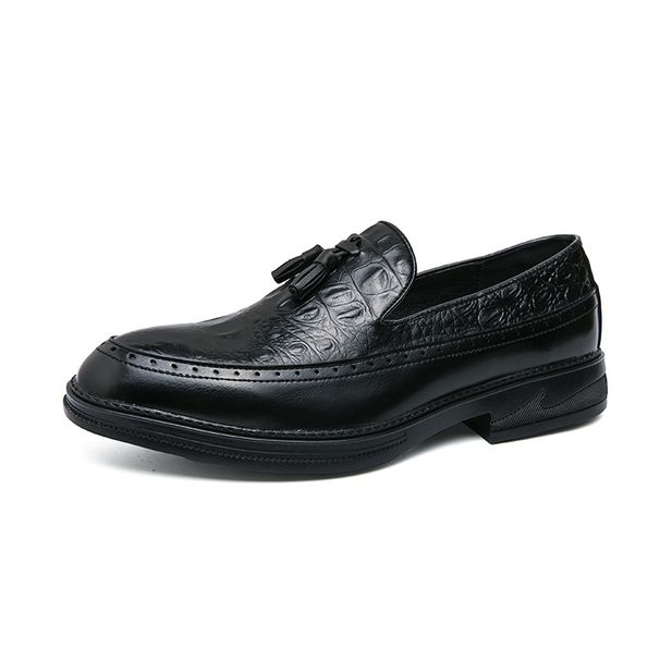 Foreign Trade Large Size Business Youth Men 2024 Spring Autumn New European American Crocodile Pattern Slip-On Leather_vogvips.com