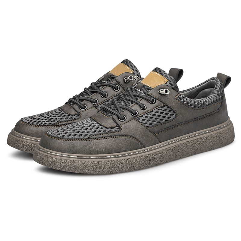 Men's Shoes Breathable British Style Sneakers Soft-soled Fly-woven Mesh Men's Retro Casual Board Shoes_vogvips.com