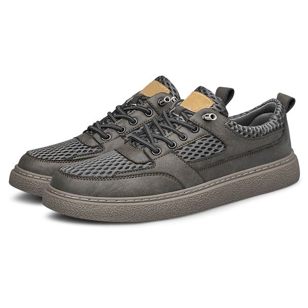 Men's Shoes Breathable British Style Sneakers Soft-soled Fly-woven Mesh Men's Retro Casual Board Shoes_vogvips.com