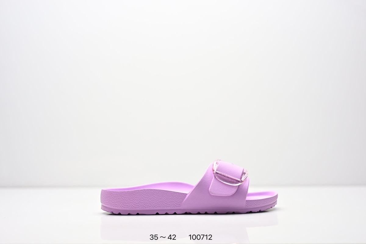 Madrid Big Buckle EVA Slippers For Lazy People, Large Button Flat Shoes For Wearing, Fashionable One-piece Beach Slippers_vogvips.com