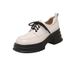 Women's Shoes Chunky Sole Lace-Up Loafers With Hidden Heel Elevation - Genuine Leather Round-Toe Oxford Shoes For Everyday Wear_vogvips.com