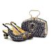 Wedding high-heeled rhinos round head fish mouth back sandals with Glitter diamond hand bag set shoe bag_vogvips.com
