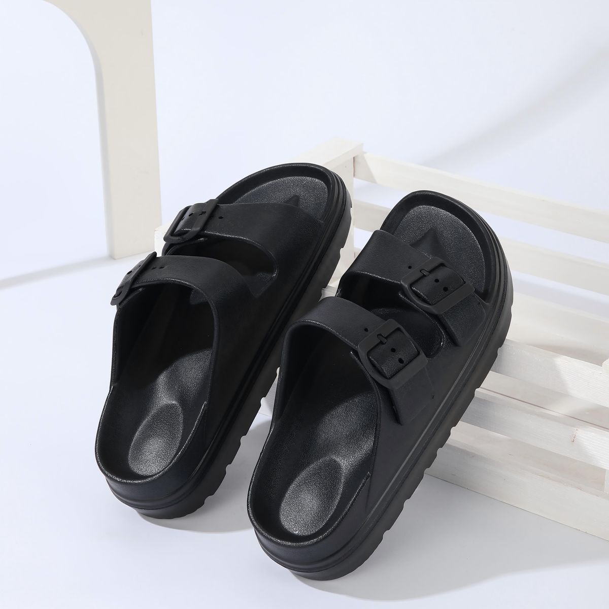 Men's High-End Thick-Soled Slippers, Women's New Summer Style Outdoor Sandals With Double Straps, Non-Slip, Breathable, Soft-Soled Beach Shoes_vogvips.com