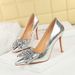 Pointed High Heels Stiletto Bow Shallow Mouth Burst Pattern High Heel Single Shoes Women_vogvips.com