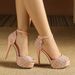 2025 Summer Fashion Chunky Heel High Heels With Waterproof Platform, Large Size, Foreign Trade Fish Mouth Breathable_vogvips.com
