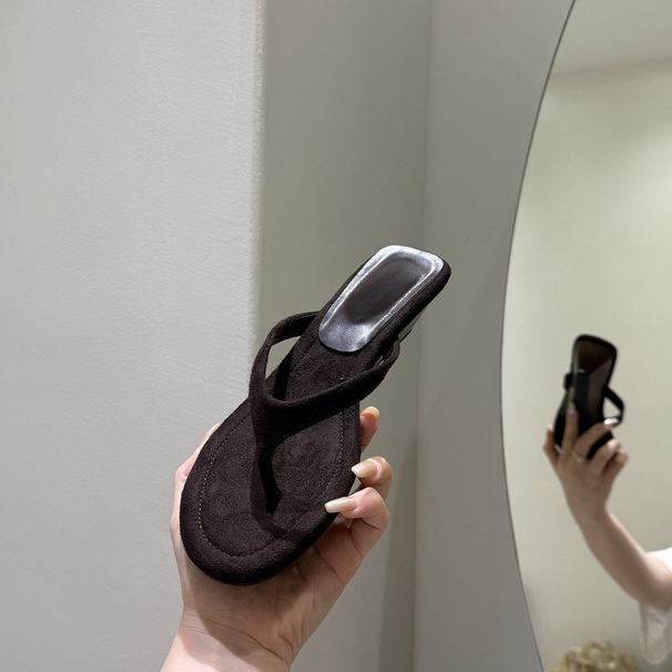 2026 Summer New Arrival: Comfortable Easy-to-wear High-heeled Flip-flops A Round Toe Wedge Heel, Versatile And Stylish,_vogvips.com