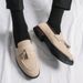 Suitable For All Seasons Suede Leather Slip-On Loafers Men's Business Casual Nightclub Hairstylist Trendy Shoes_vogvips.com