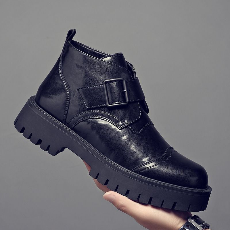 Chelsea Boots Men's Leather Business Dress Men's Shoes Locomotive Knight Short Boots Men's Retro Style Men's Boots_vogvips.com
