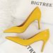 BIGTREE Shoes Women 7.5 Cm Heels Pu Leather Woman Pumps Occupation OL Office Shoes Stilettos Pointed Kitten Heels Ladies Shoes_vogvips.com