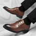 Euro Step Men's Leather 2025 Spring Brogue Business British Style Office Formal Shoes Breathable Wear-resistant_vogvips.com