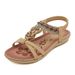 2025 Summer New Bohemian Cross-Border Women's With Rhinestones, Flat Sole, Round Toe, Clip-Toe, Open-Toe Beach Sandals_vogvips.com