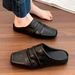 Slip-On Soft Wrinkled Ballet Unisex Mules Square Toe Flat Shoes Commuting Outdoor Wear_vogvips.com