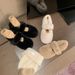 Slip-On Fairy Style Fleece-Lined Warm Fluffy Shoes Women, Flat One-Strap Round-Toe Loafers For Autumn And Winter_vogvips.com