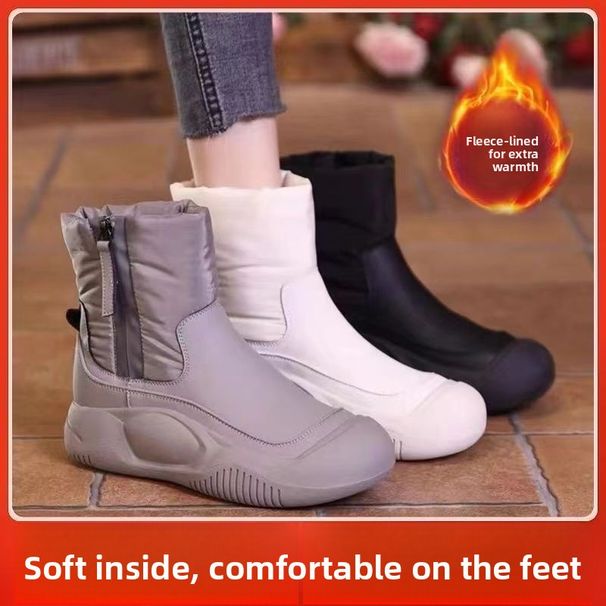 Snow Boots, Women's Short Boots With Fleece, All-Season Winter Shoes, Casual Home Cotton Shoes_vogvips.com