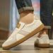 Men's Slip-on German Army Trainers Lightweight Soft Sole White Sneakers Casual Work Comfortable Breathable Non-slip_vogvips.com