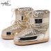 Exported To Europe And America Winter Space Thick Sole Sequin Real Fur Short Snow Trendy Ski Boots Lace-up Women's Shoes_vogvips.com