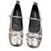 Silver Light Mouth Ballet Flat Shoes Women's Skirt French Round Head Mary Jane Shoes_vogvips.com
