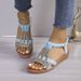 Women's Shoes Summer Fashion Fish Mouth Set Foot Wedge Heel Fashion Leisure Large Size Bohemian Rhinestone Sandals_vogvips.com