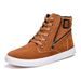 Men's High-Top Casual Boots With Buckle Detail - Soft Suede Upper, Cushioned Comfort, Stylish Streetwear For Everyday Wear_vogvips.com