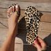 Summer Leopard Print Flip-flops Women, Heart-shaped Rhinestone Decorated Flat Sandals, Beach Vacation Footwear For Women_vogvips.com
