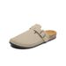 Crestar Fashion Clogs Slippers For Women Classic Suede Men Mules Cork Footbed Leather Potato Shoes With Arch Support_vogvips.com
