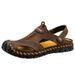 2025 Summer Plus Size Men's Shoes With Handmade Stitching On The Toe Cover, Layered Leather Sandals, Casual And_vogvips.com