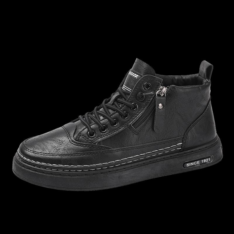 New Leather Spring Men's Shoes High-top Men's Heightening Tooling Martin Boots_vogvips.com