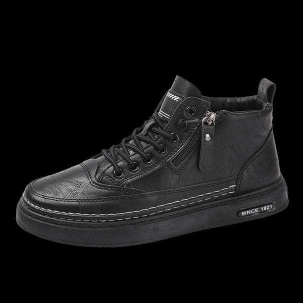New Leather Spring Men's Shoes High-top Men's Heightening Tooling Martin Boots_vogvips.com