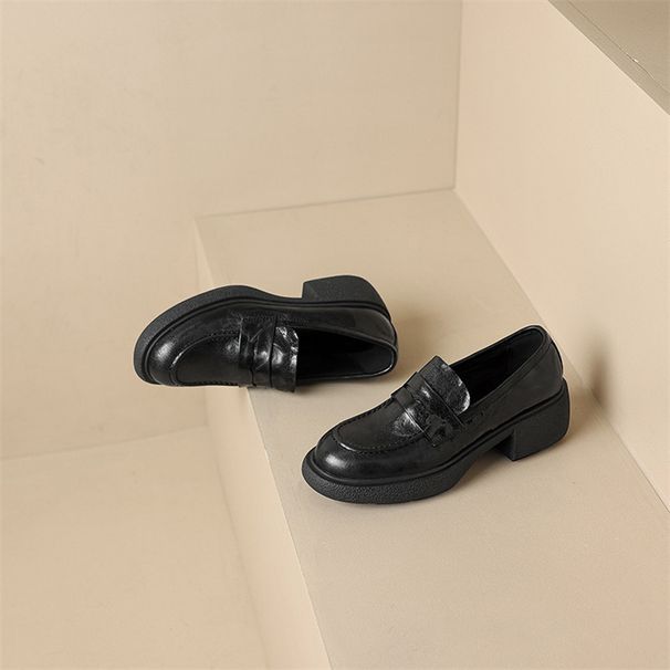 JK Academy Platform Loafers Thick Heel Single Shoes Small Leather Shoes_vogvips.com