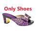 Party Outside The To Wear A Bow Tied Chunky Sandals Diamond Patterned Hand Party Shoe Bag Set_vogvips.com