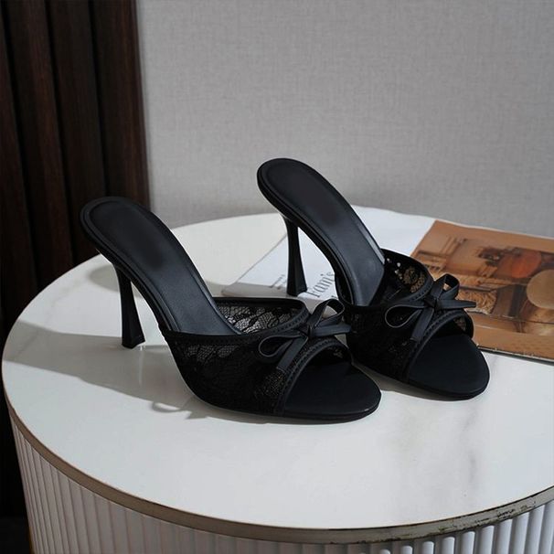 French Pointed-toe Mesh Espadrilles - Stunning Rhinestone Butterfly Stiletto Slip-on Sandals For Women's Summer Wear_vogvips.com
