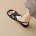 Weiwei Girl 6076-5 Flat Summer Outwear One Line French Roman Sandals Large Women's Shoes_vogvips.com