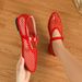 In Stock Cross-Border Round Toe Flat Non-Slip Women's Large Size 35-45 Breathable Mesh Strap Mary Jane Shoes_vogvips.com
