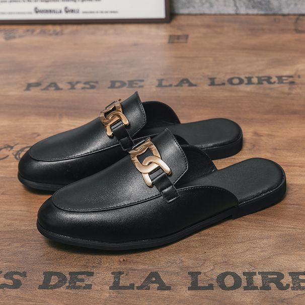 Brand Designer Mens Casual Diamond Leather Luxury Business Italian 38~47 Men Half Shoes Drop Ship Mules Man Black Slides_vogvips.com