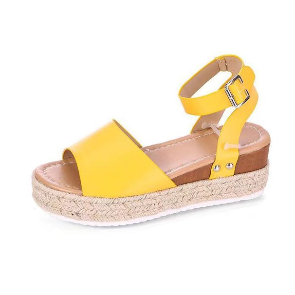 Women's Shoes Large Size Summer Wish Heel Buckle Sandals For Women Leopard Print Rope Braided Wedge Heel_vogvips.com