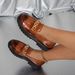 Women S Soft Leather Platform Loafers Slip On Style Brown Plus Size Summer Low Top Versatile Shoes_vogvips.com